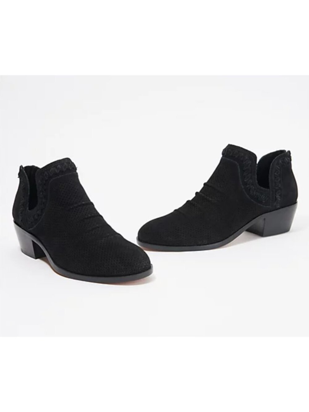 Vince Camuto Perforated Suede Ankle Booties Black Size 8M